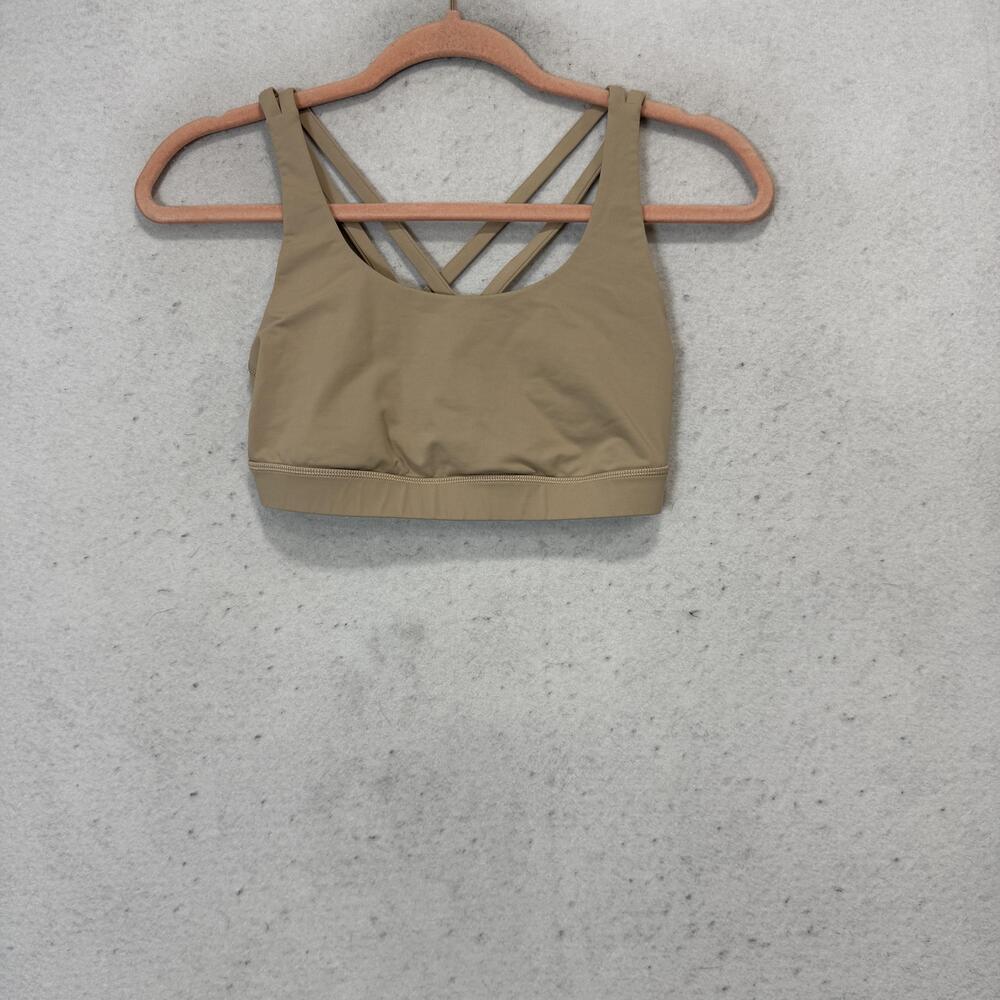 Lululemon Sports Bra Womens 6 Beige Strappy Crossback Yoga Athletic Workout Top